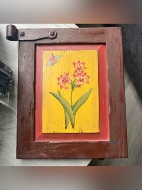 Blue Sky Rustic Floral Wall Art Cottage Farmhouse Butterfly Plaque